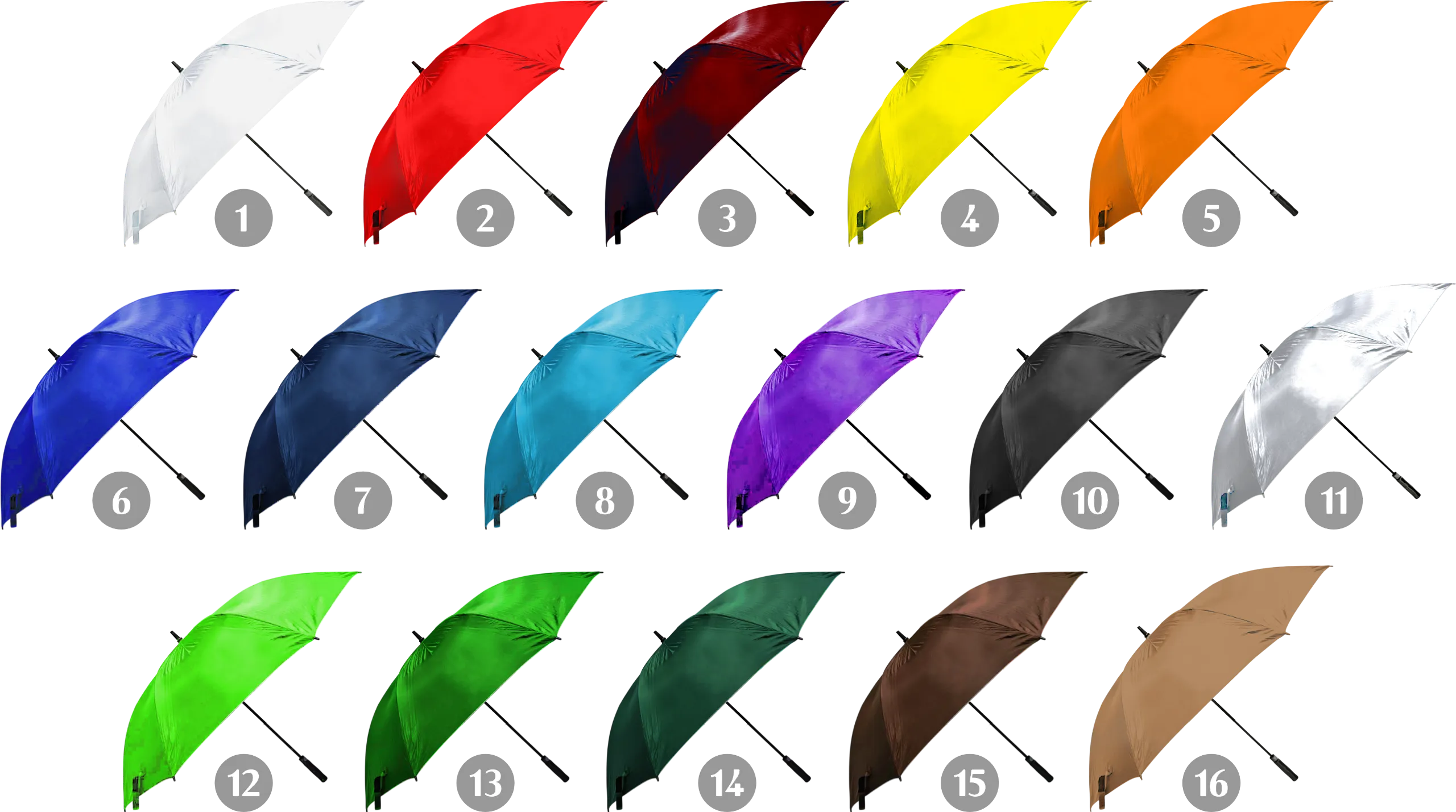 Chart pilihan warna payung golf jumbo manual custom – 20 warna tersedia