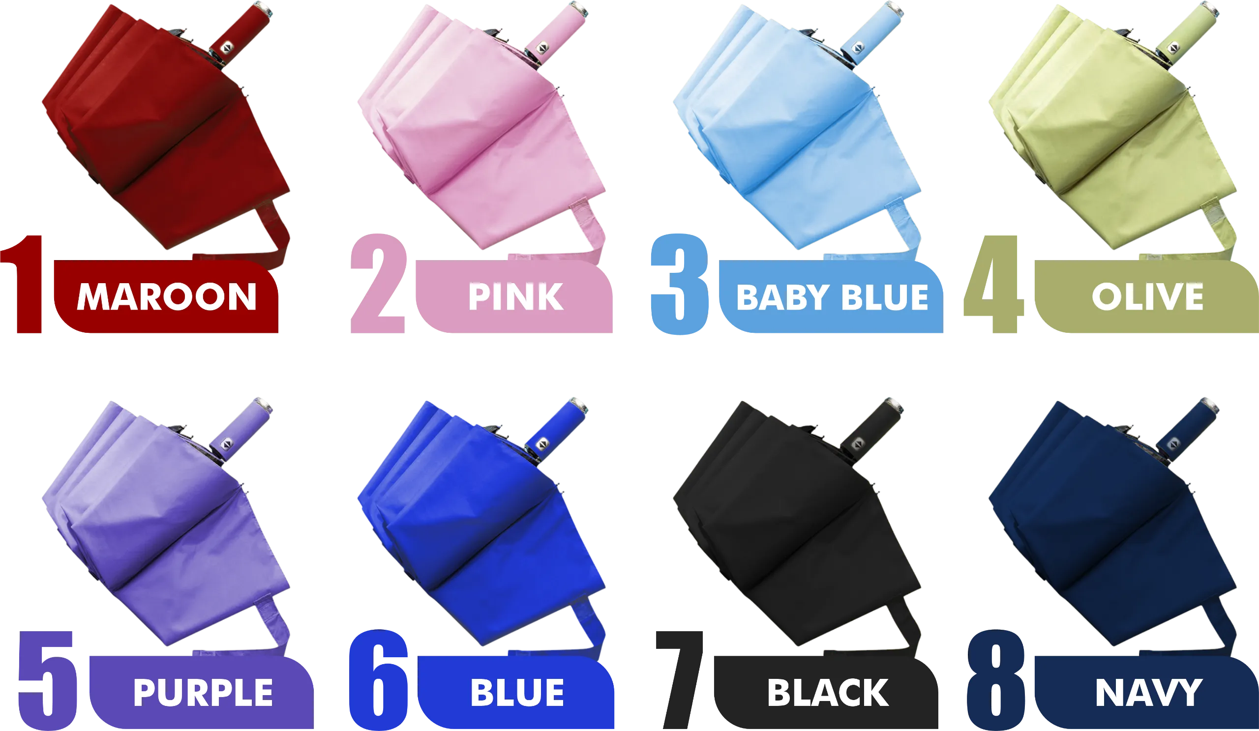 Chart pilihan warna payung golf jumbo manual custom – 20 warna tersedia