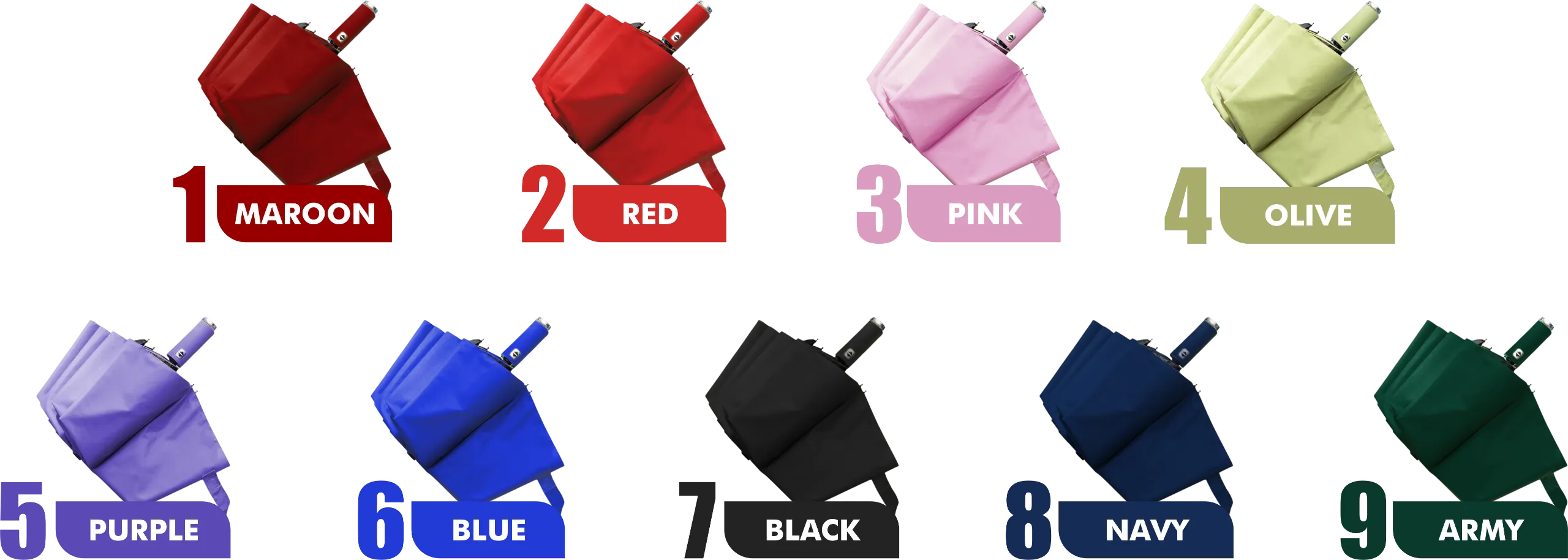 Chart pilihan warna payung golf jumbo manual custom – 20 warna tersedia