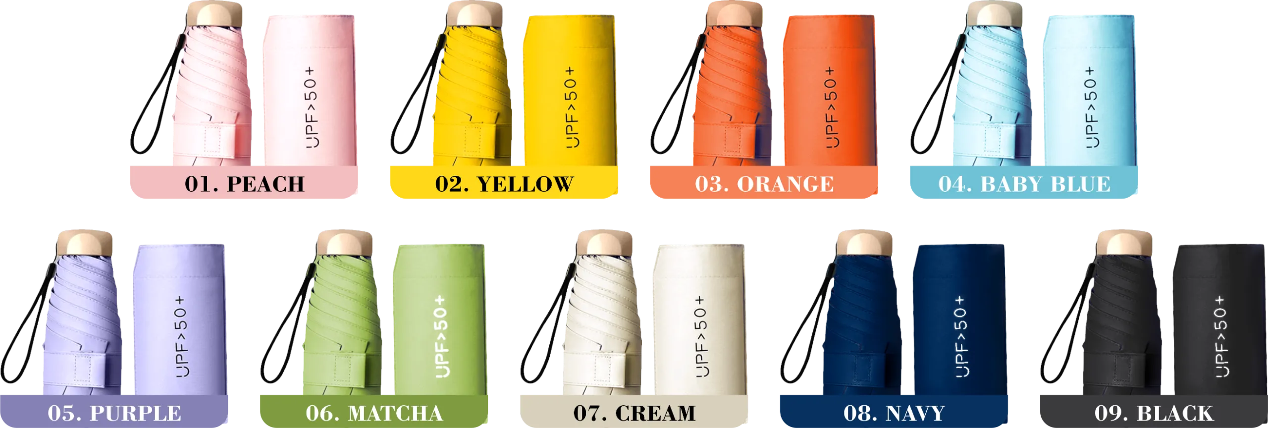 Chart pilihan warna payung golf jumbo manual custom – 20 warna tersedia