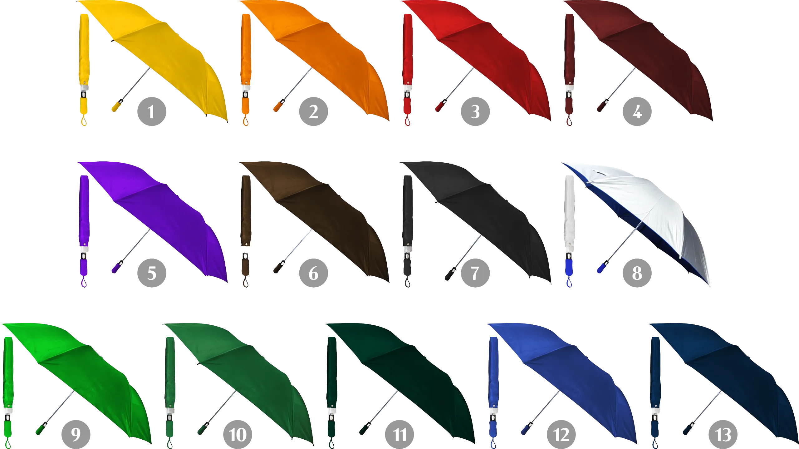Chart pilihan warna payung golf jumbo manual custom – 20 warna tersedia